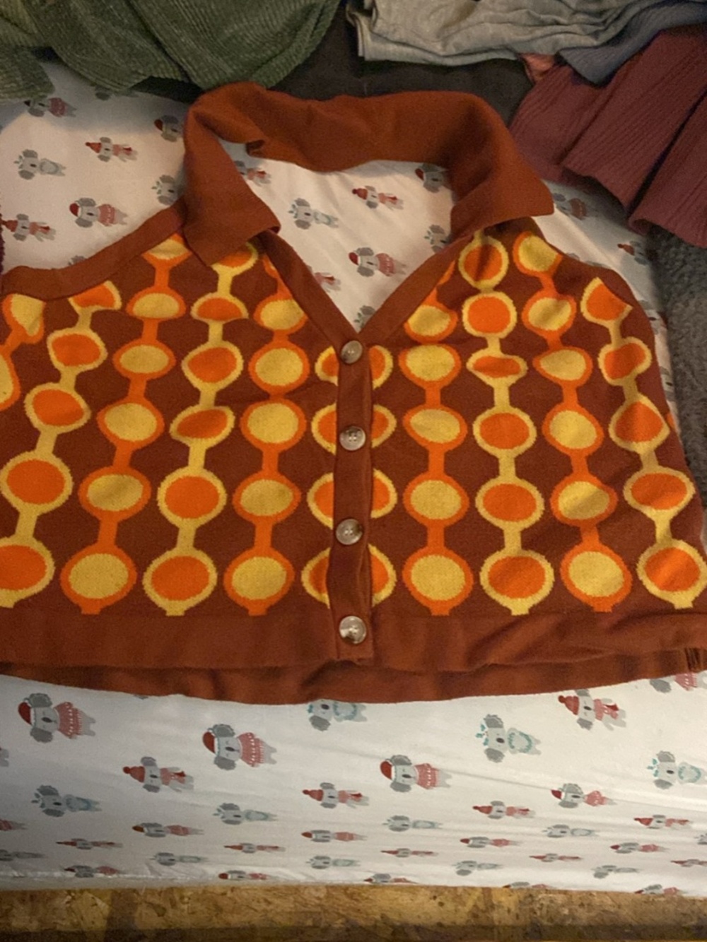 Cider 3XL Retro Geometric Knit Halter Top